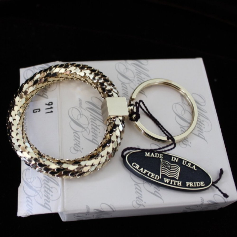 Whiting & Davis Gold Mesh Key Fob, Includes Original Box  BNWT